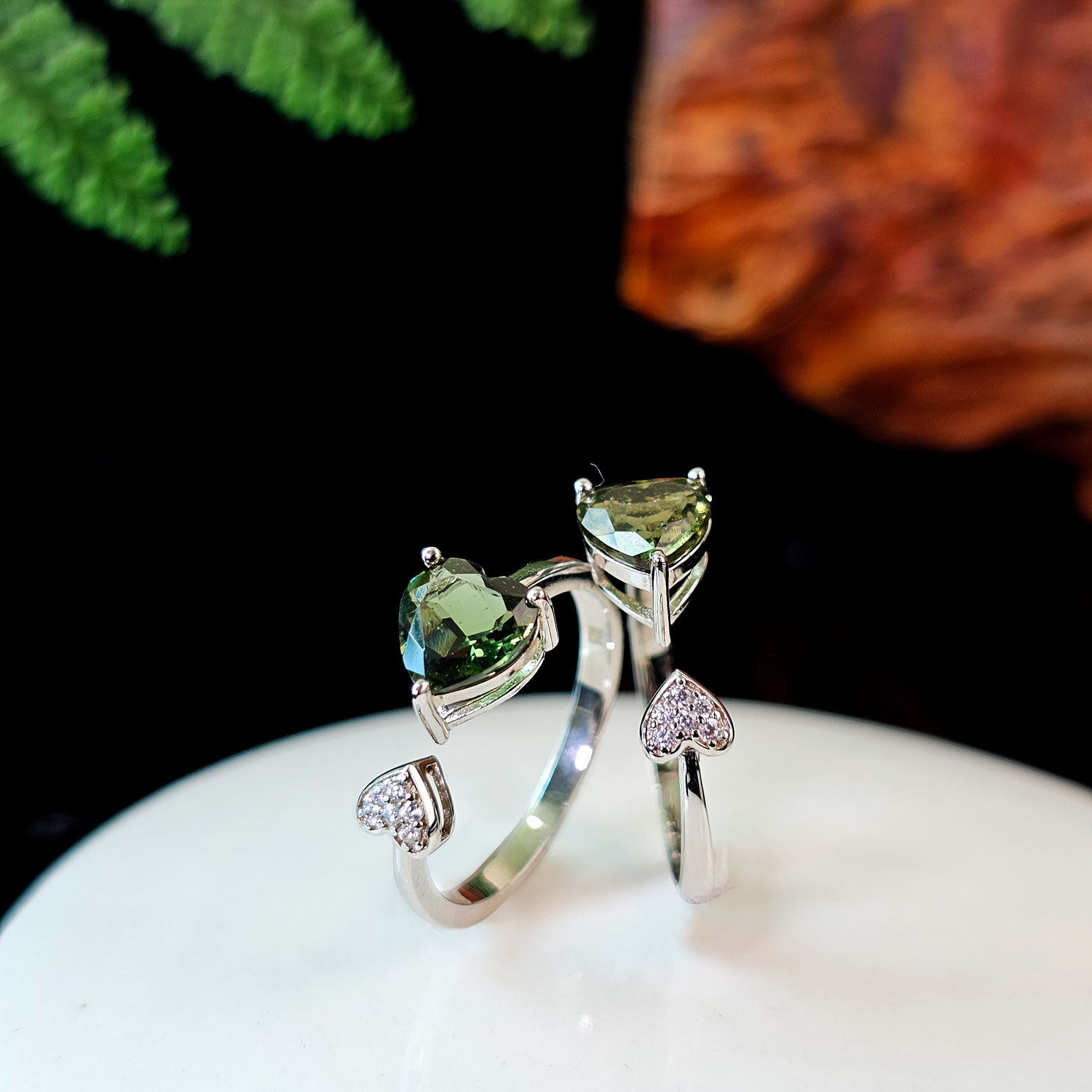 Moldavite Love Shape Ring