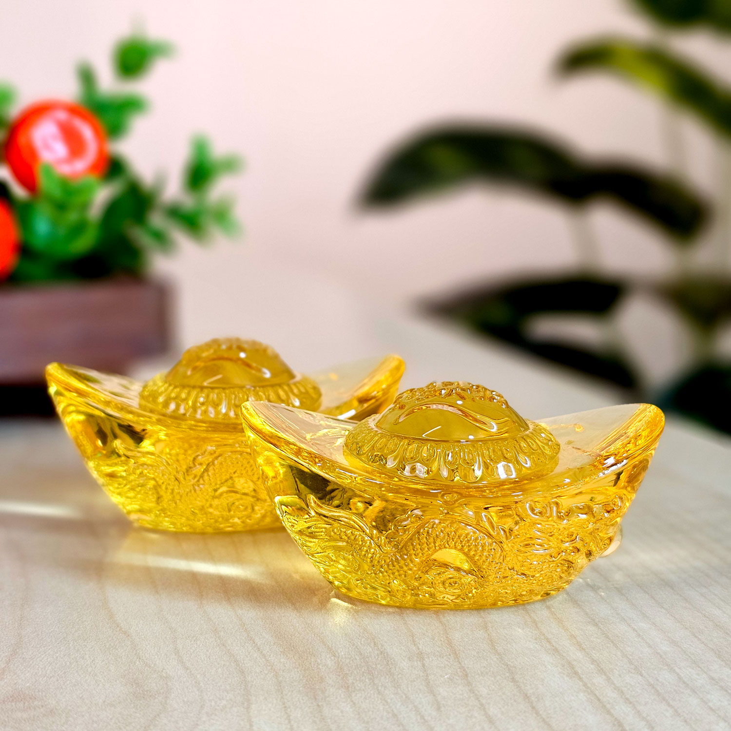 【11.11 Special】Yellow Glazed Dragon-Pattern Ingots — Set of Two