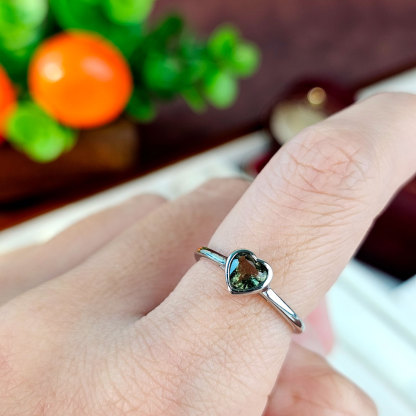 Moldavite Love Shape Ring
