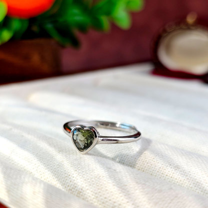 Moldavite Love Shape Ring