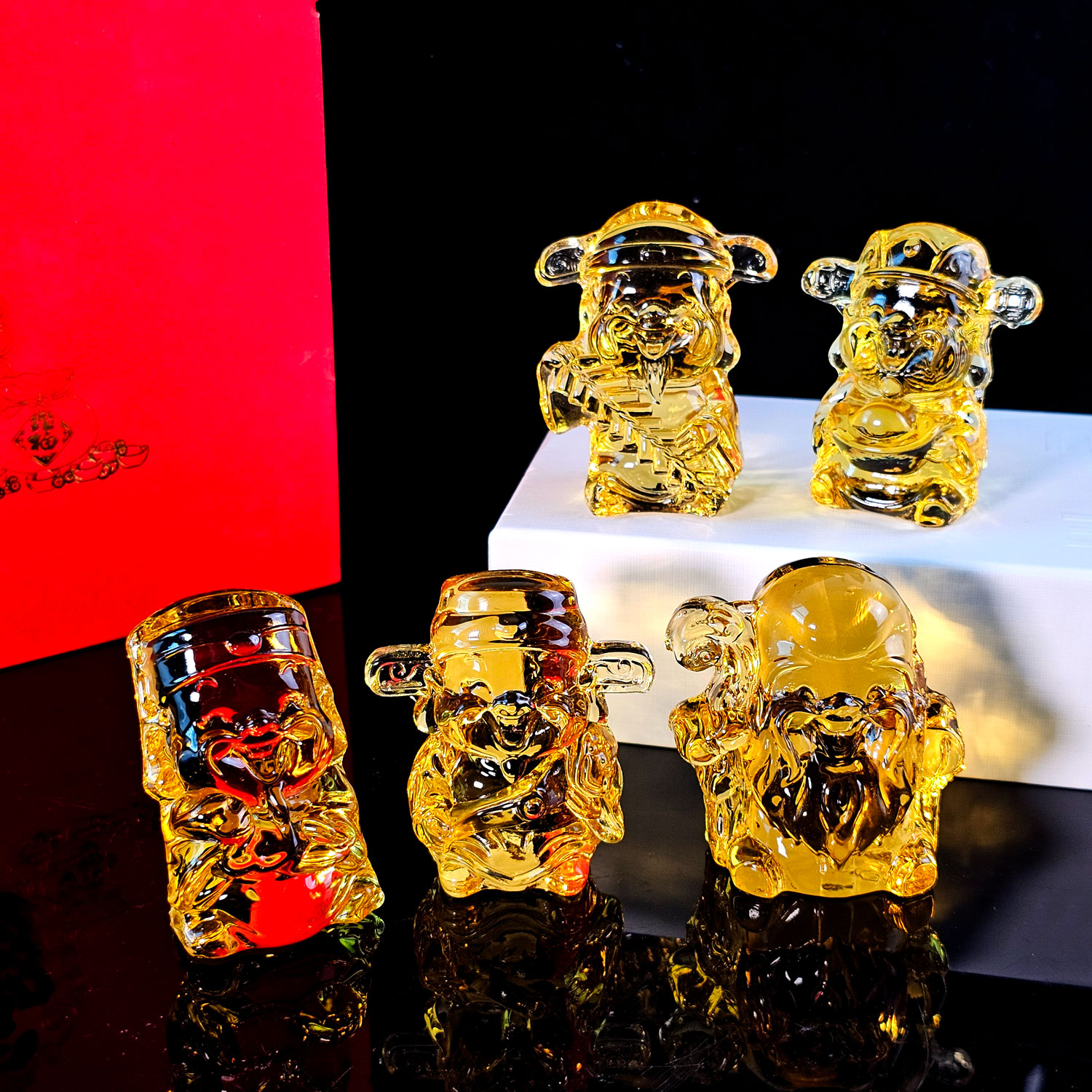 Yellow Liu Li Cute Happy Fortune God With Box