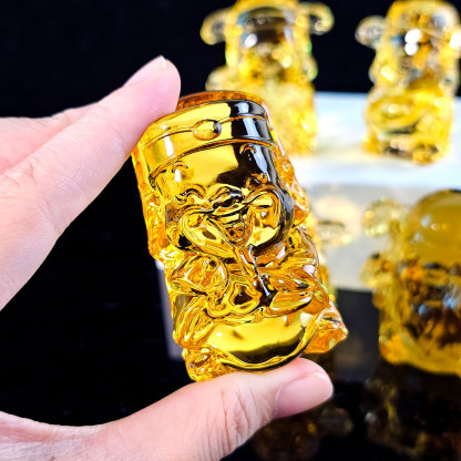 Yellow Liu Li Cute Happy Fortune God With Box