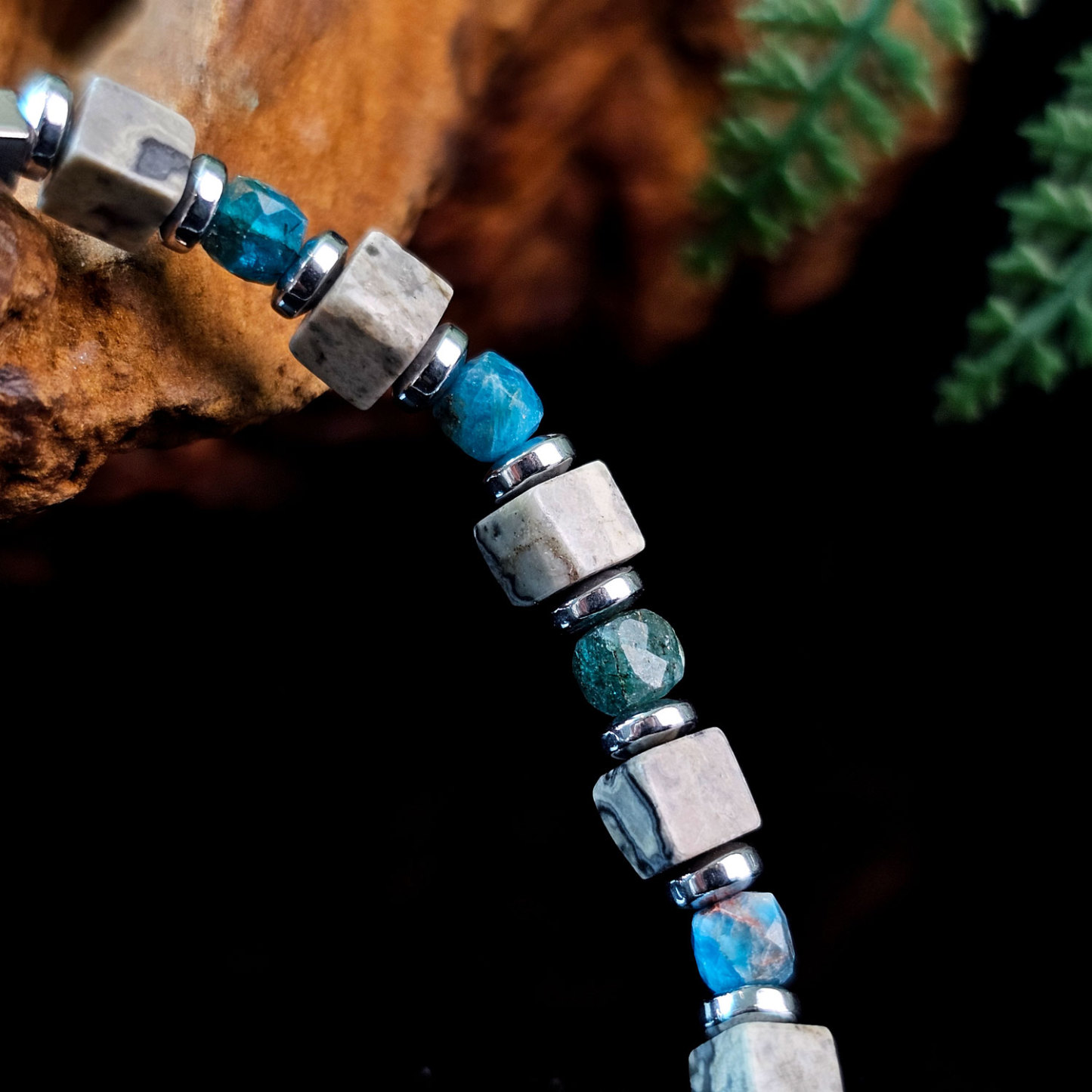 Picasso Jasper with Blue Apatite Bracelet