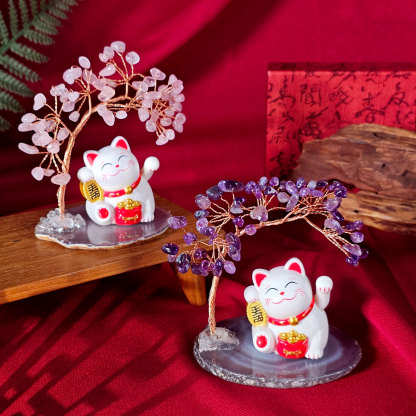 Fortune Cat with Tree Deco