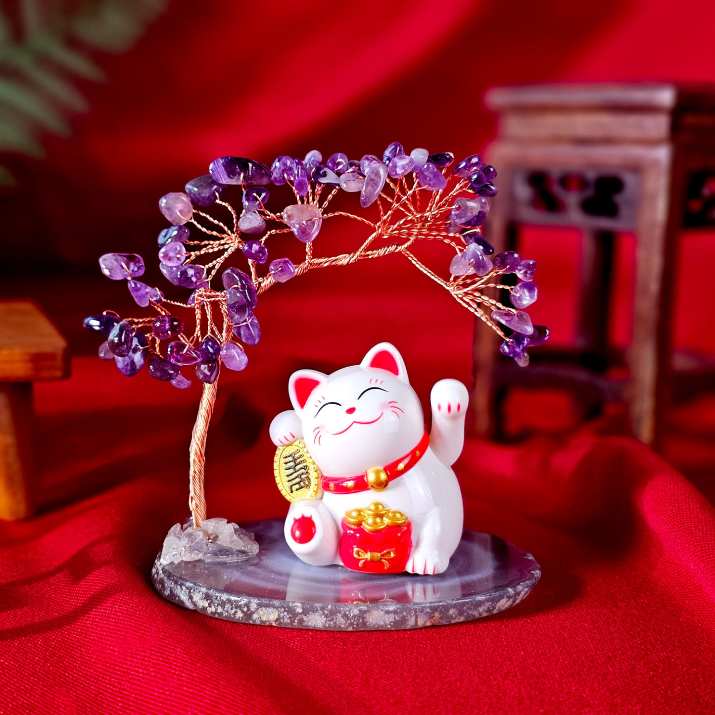Fortune Cat with Tree Deco