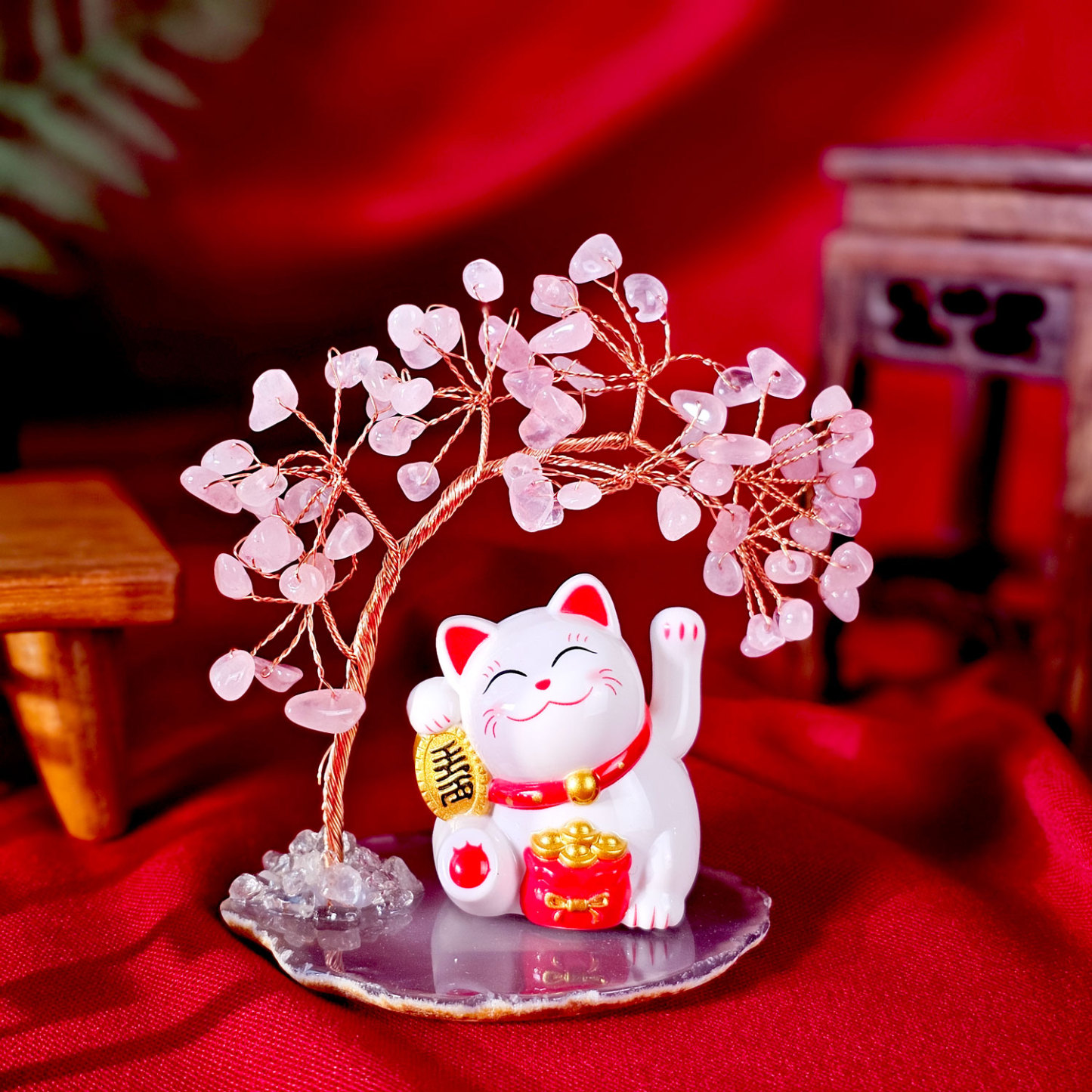 Fortune Cat with Tree Deco