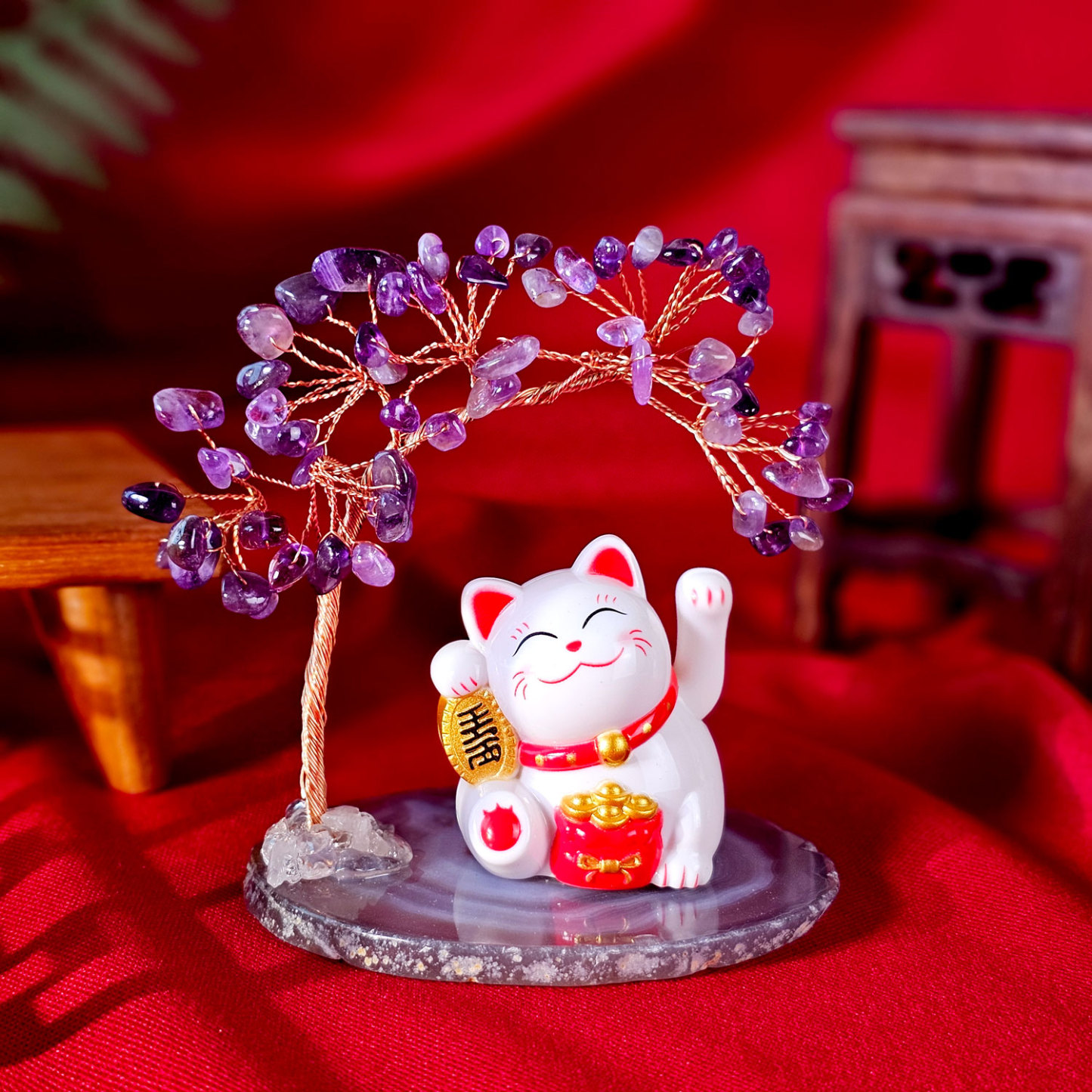 Fortune Cat with Tree Deco