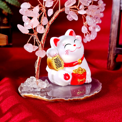 Fortune Cat with Tree Deco