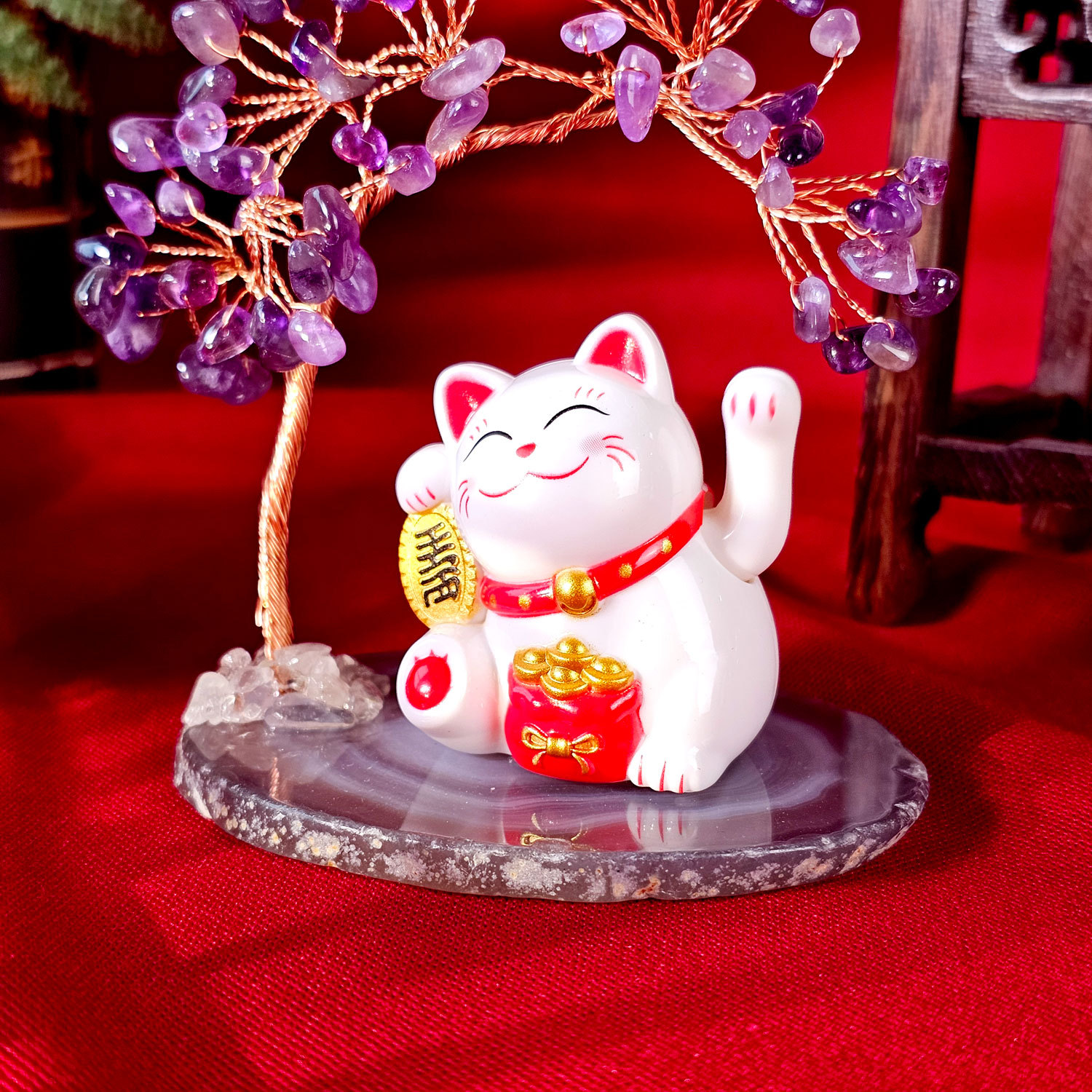 Fortune Cat with Tree Deco