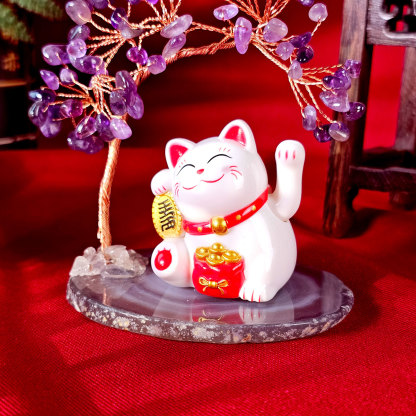 Fortune Cat with Tree Deco