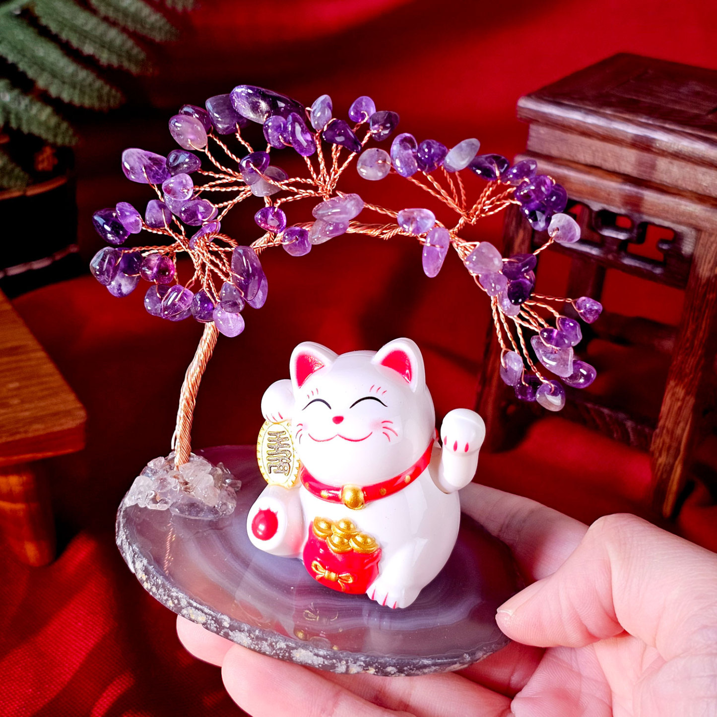 Fortune Cat with Tree Deco