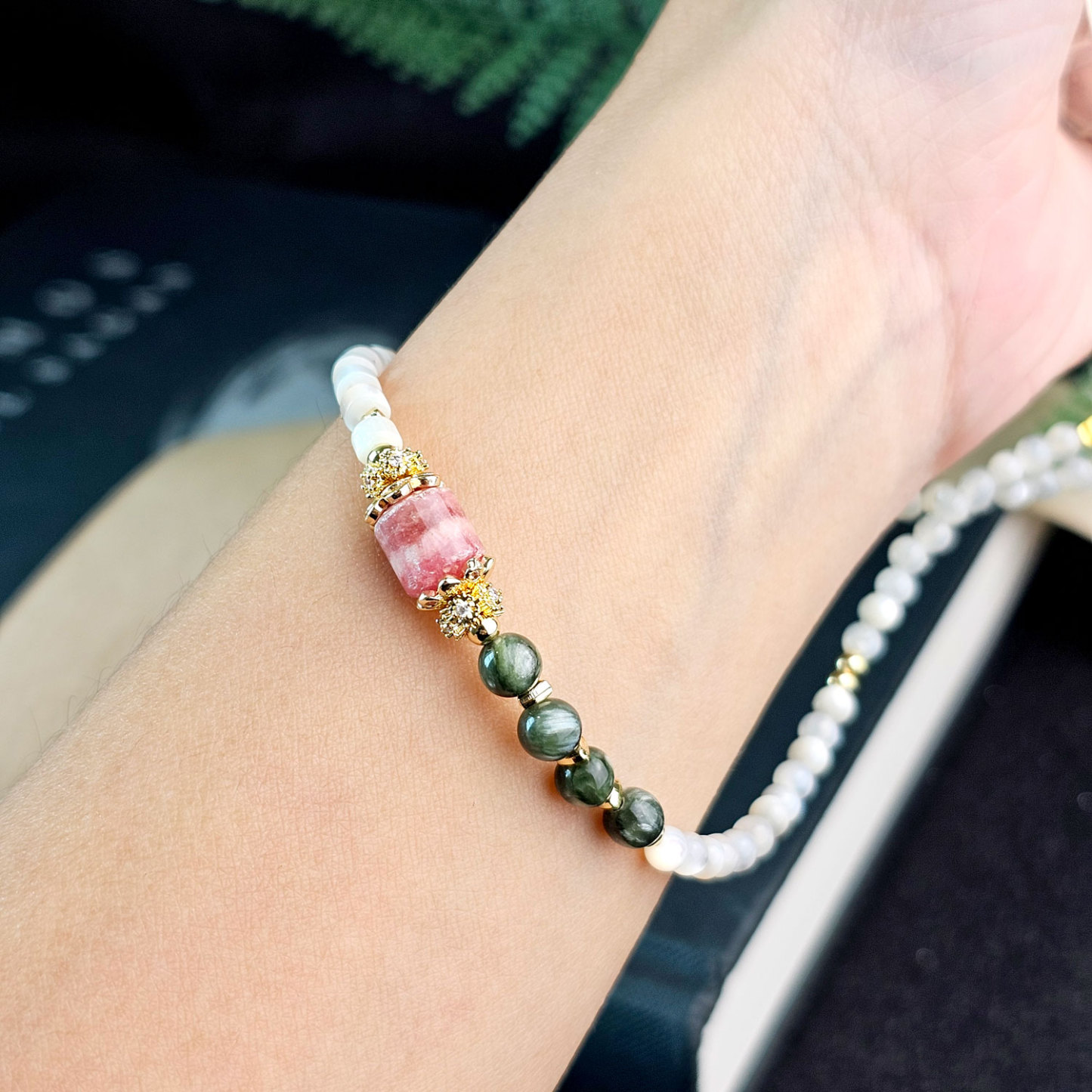 Rhodochrosite With Shell Phone Hanger