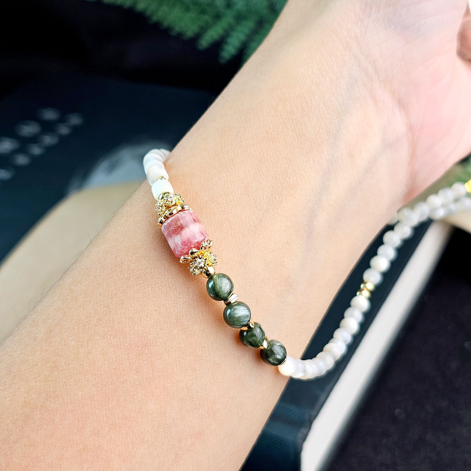 Rhodochrosite With Shell Phone Hanger