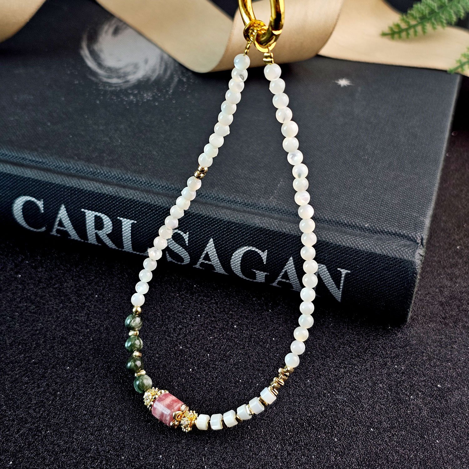 Rhodochrosite With Shell Phone Hanger