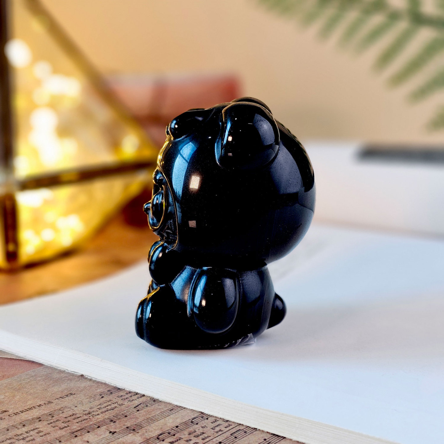 Silver Obsidian Labubu Deco