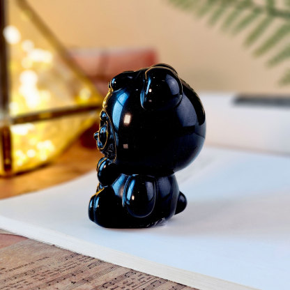 Silver Obsidian Labubu Deco