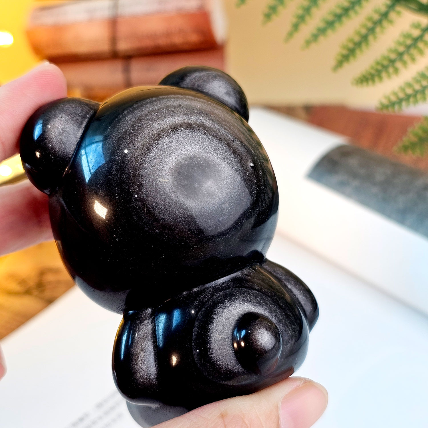 Silver Obsidian Labubu Deco