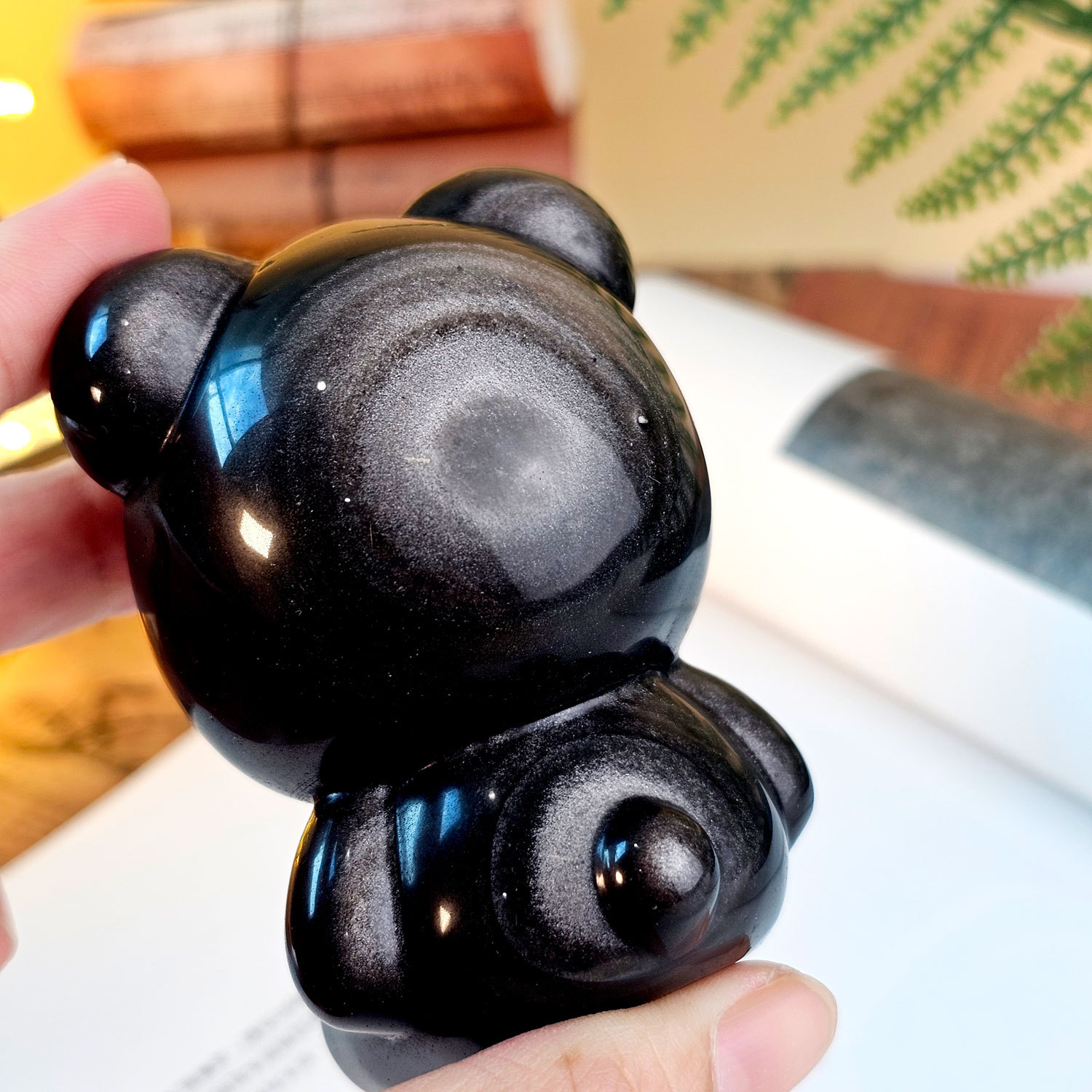 Silver Obsidian Labubu Deco