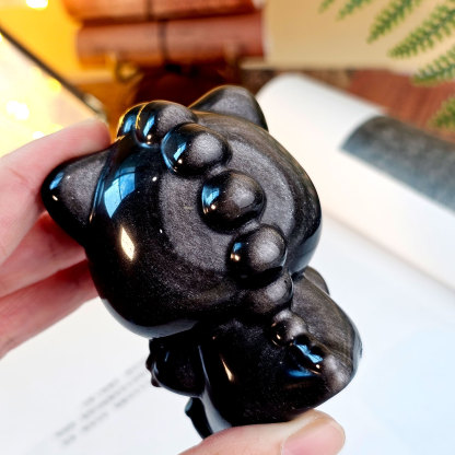 Silver Obsidian Labubu Deco