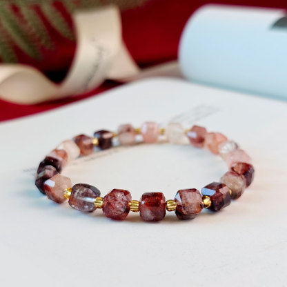 Hematoid Quartz Cube Bracelet