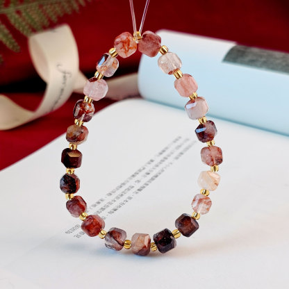Hematoid Quartz Cube Bracelet
