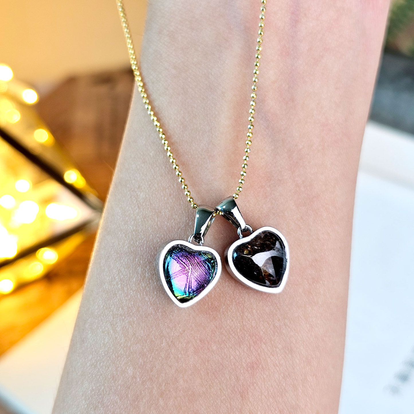 Meteorite with Olivine Meteorite Love Shape Pendant