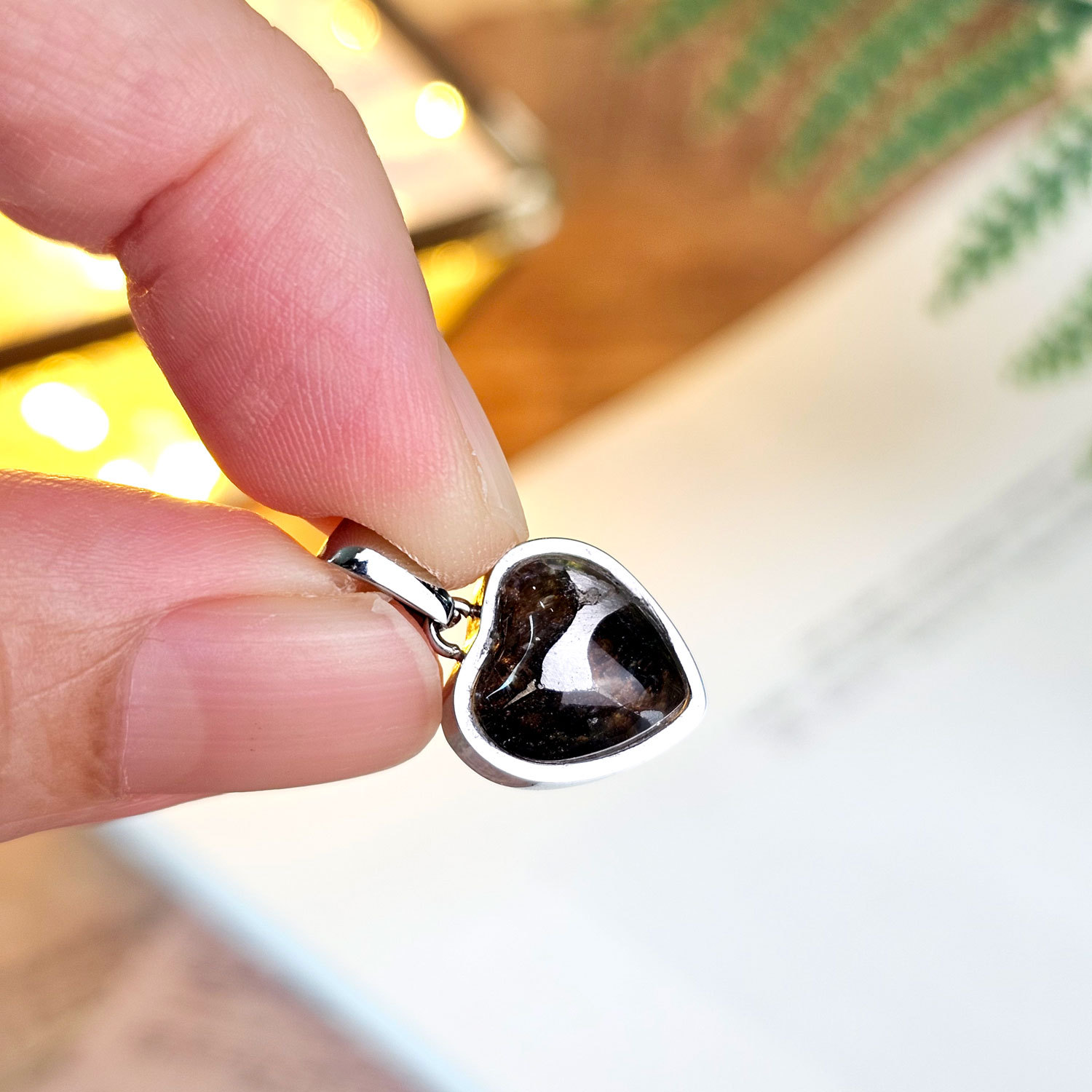 Meteorite with Olivine Meteorite Love Shape Pendant