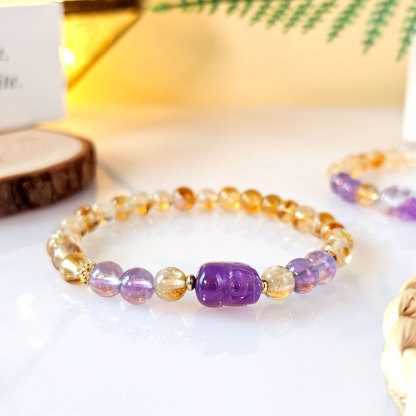 5.5mm Citrine Amethyst PiXiu Bracelet