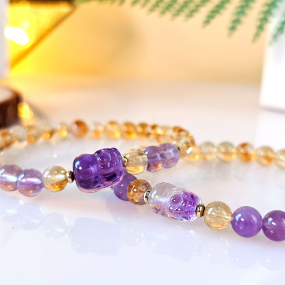 5.5mm Citrine Amethyst PiXiu Bracelet