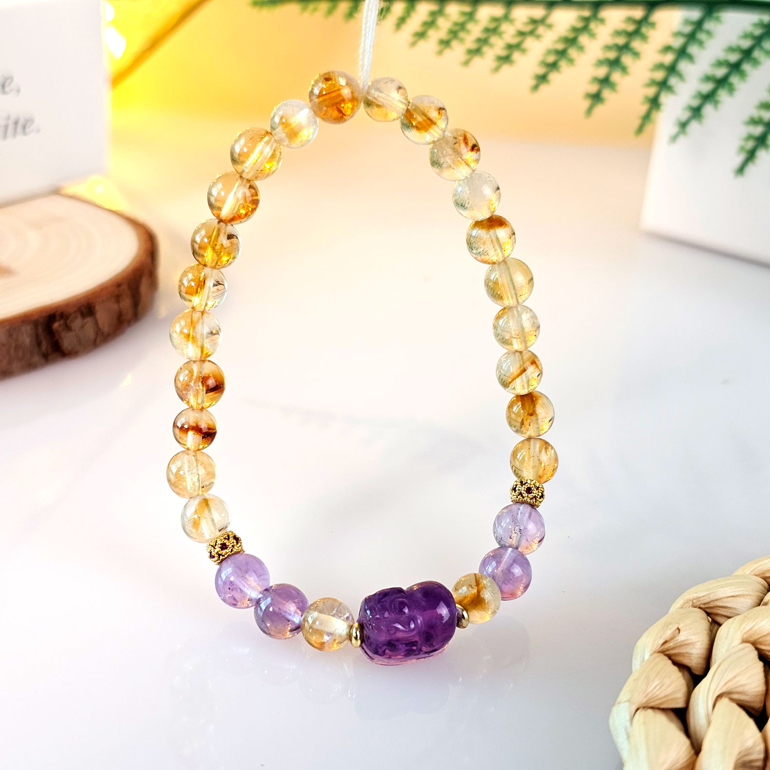 5.5mm Citrine Amethyst PiXiu Bracelet