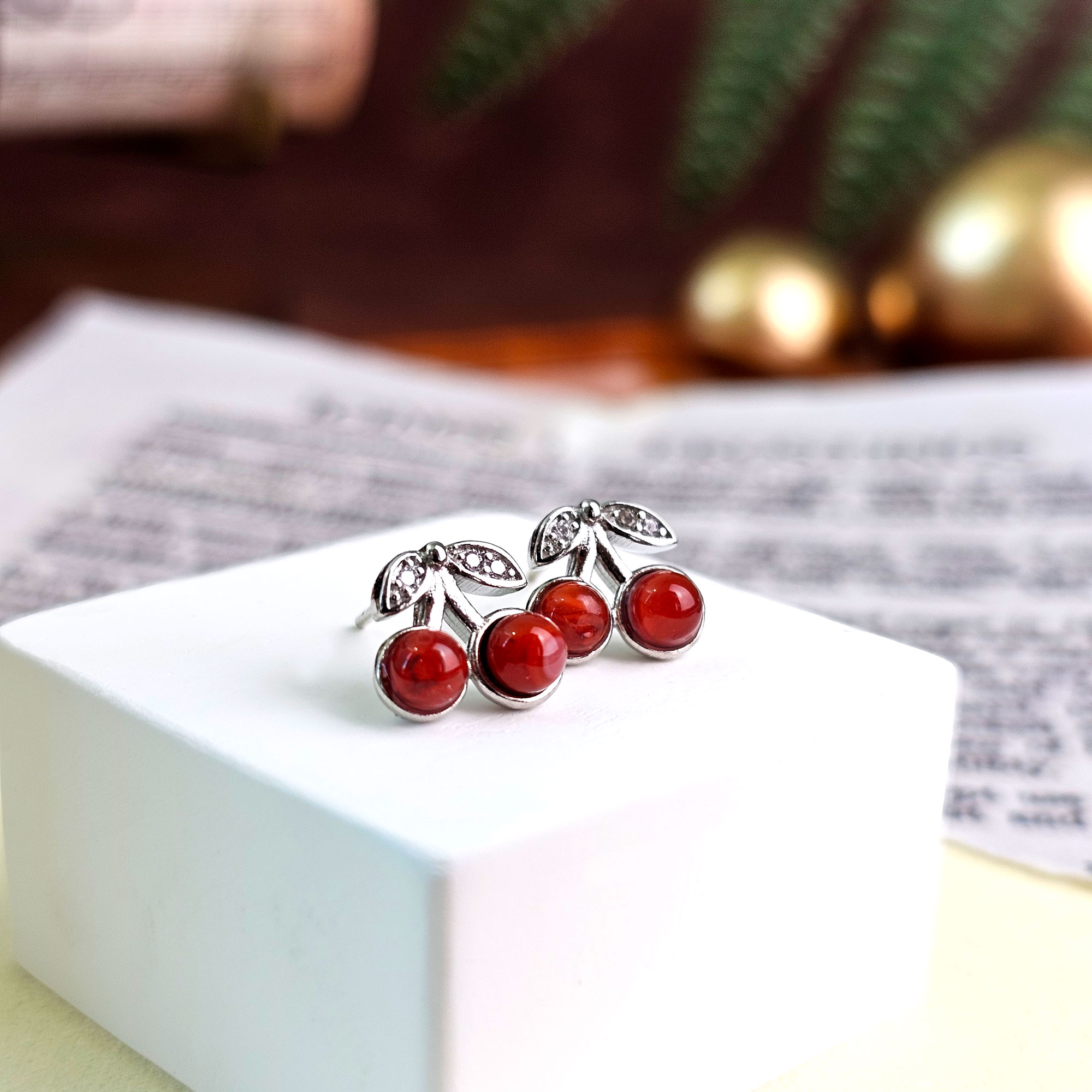 8 Jan - Nan Hong Agate Cherry Earrings