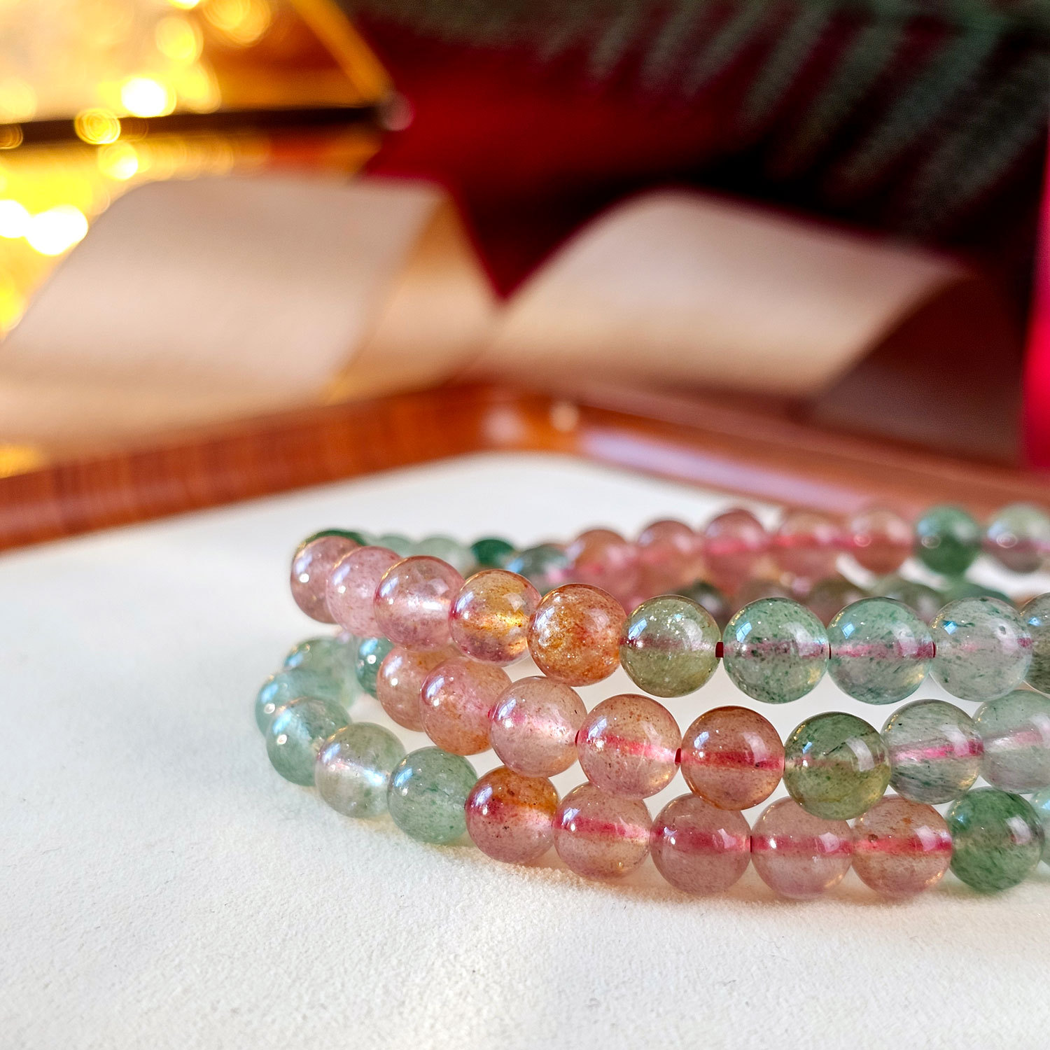 20 Jan - Mix Strawberry Stone Rosary Bracelet