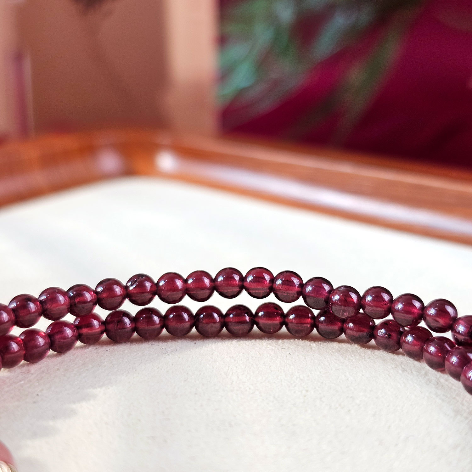 23 Jan - Red Garnet with Strawberry Double Layer Design Bracelet
