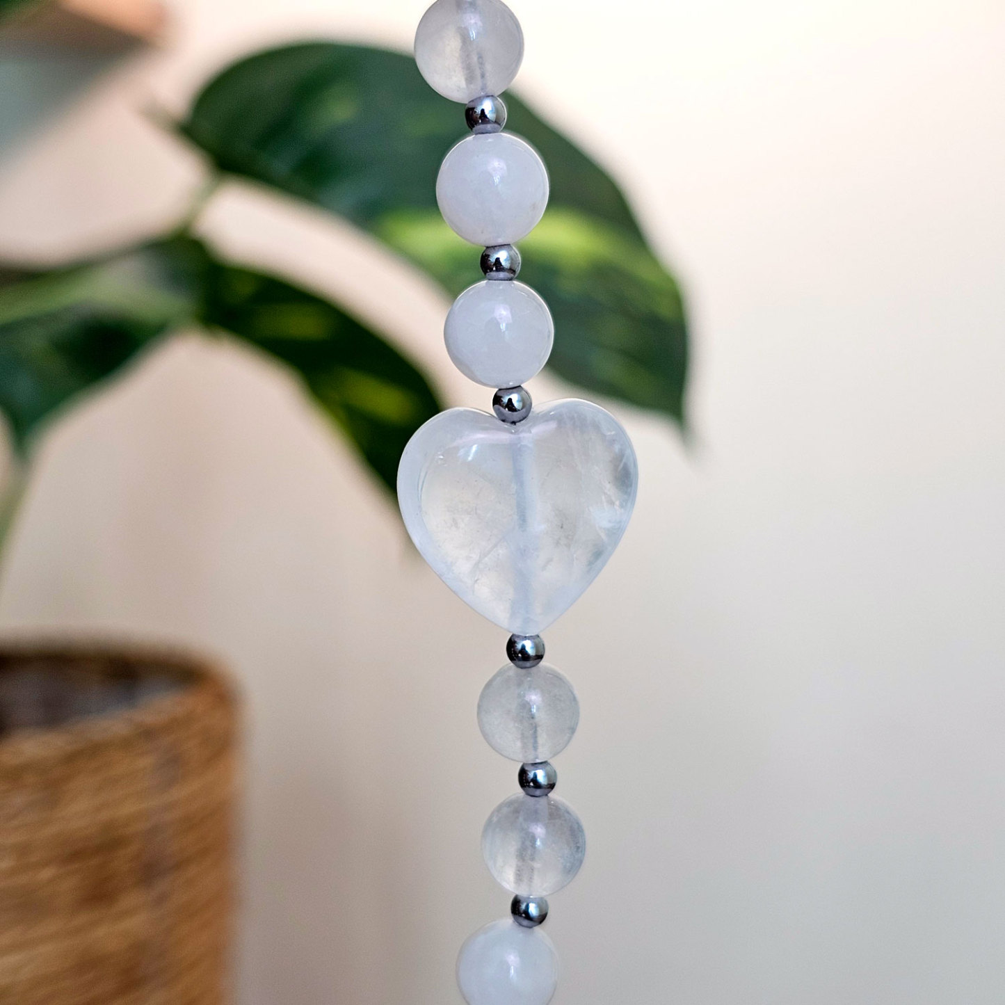 30 Jan - Clear Quartz with Love Shape Phone Hanger 