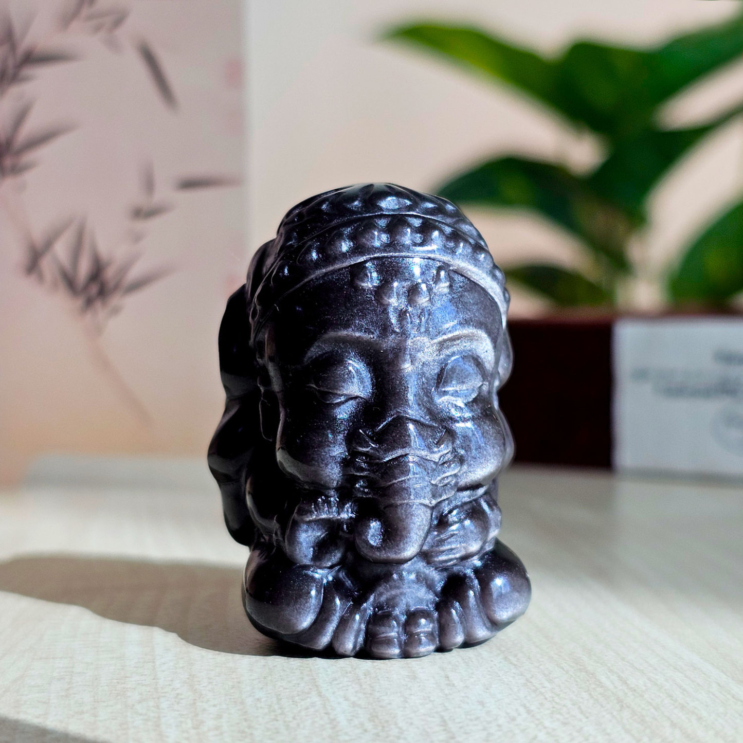29 Jan - Silver Obsidian Ganesha Deco