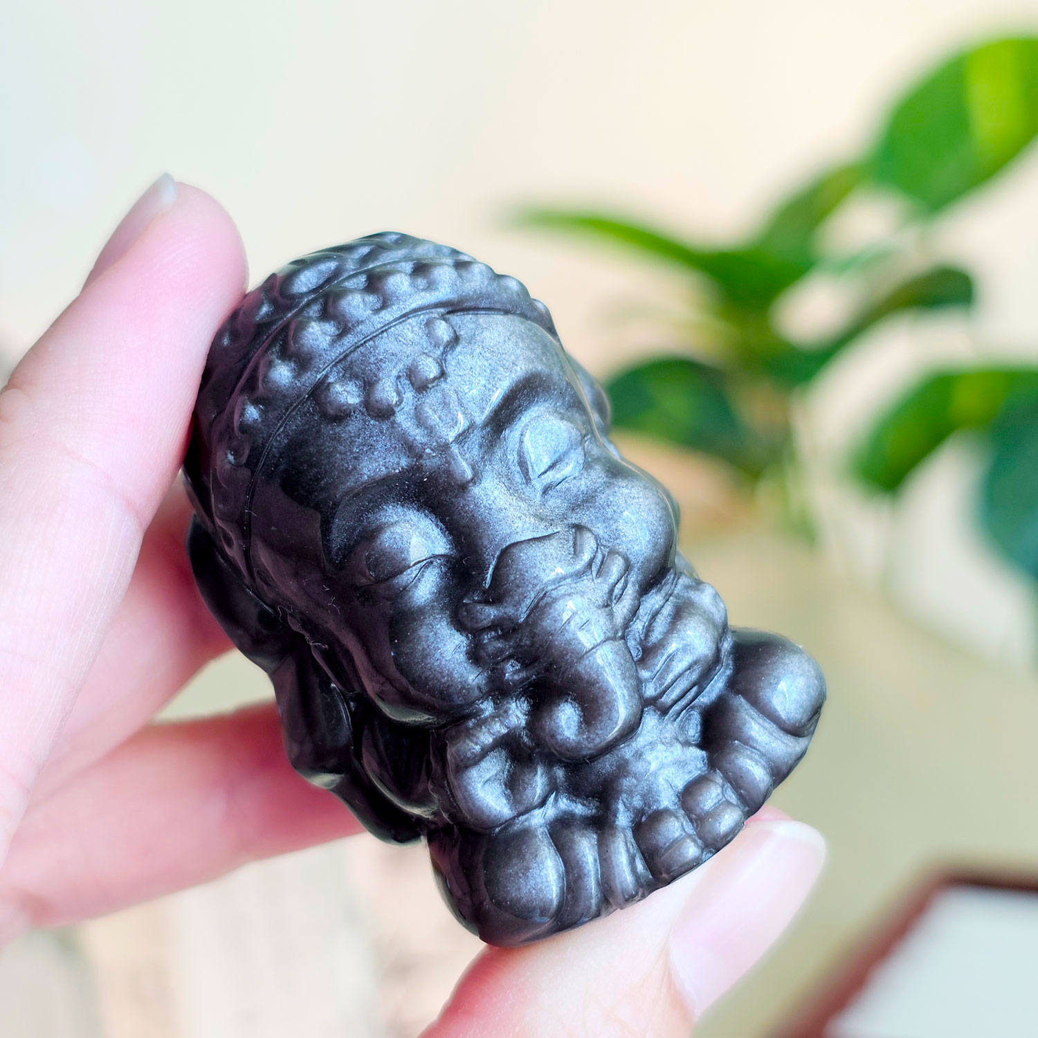29 Jan - Silver Obsidian Ganesha Deco