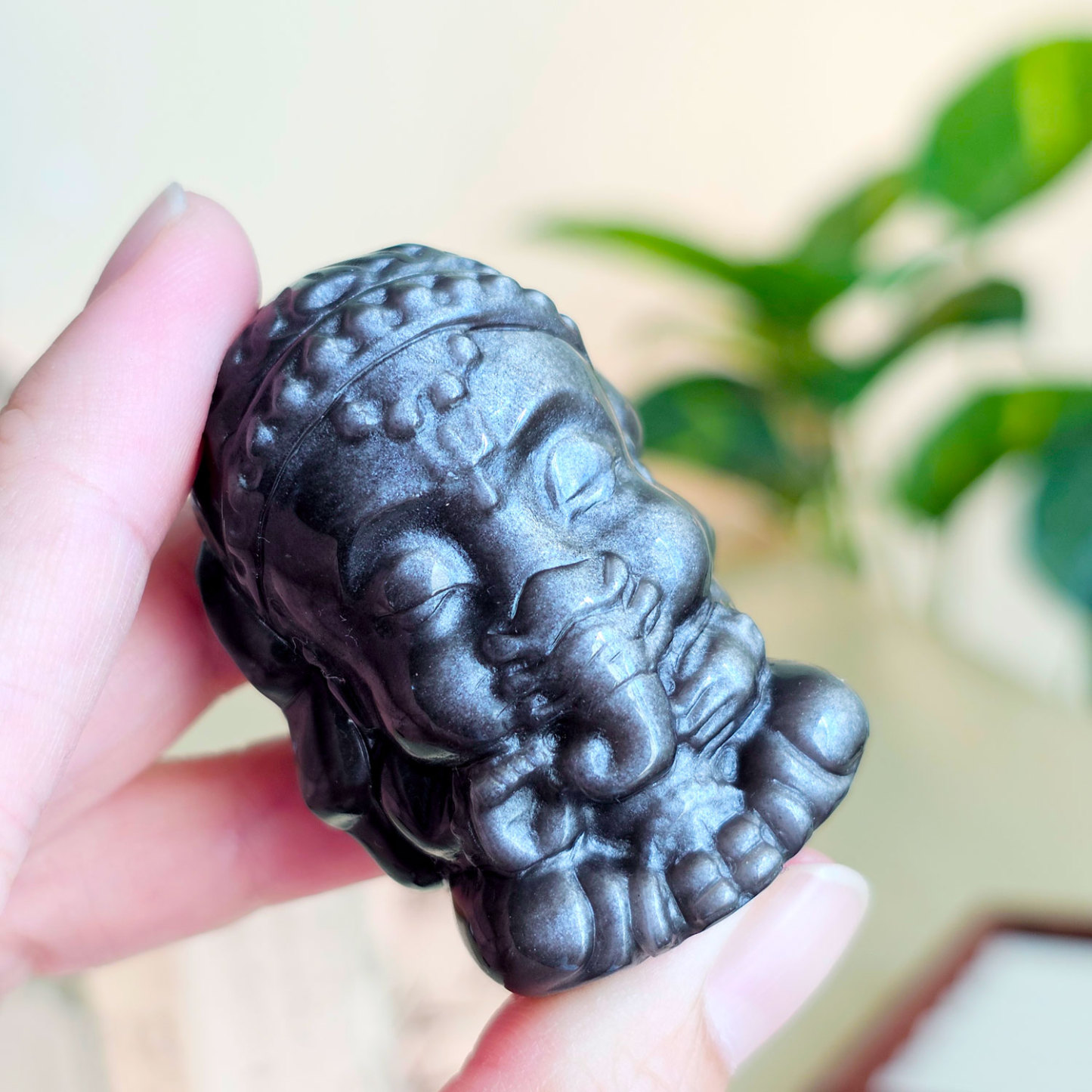 29 Jan - Silver Obsidian Ganesha Deco
