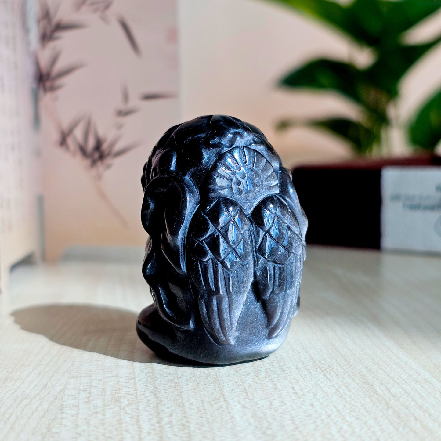 29 Jan - Silver Obsidian Ganesha Deco