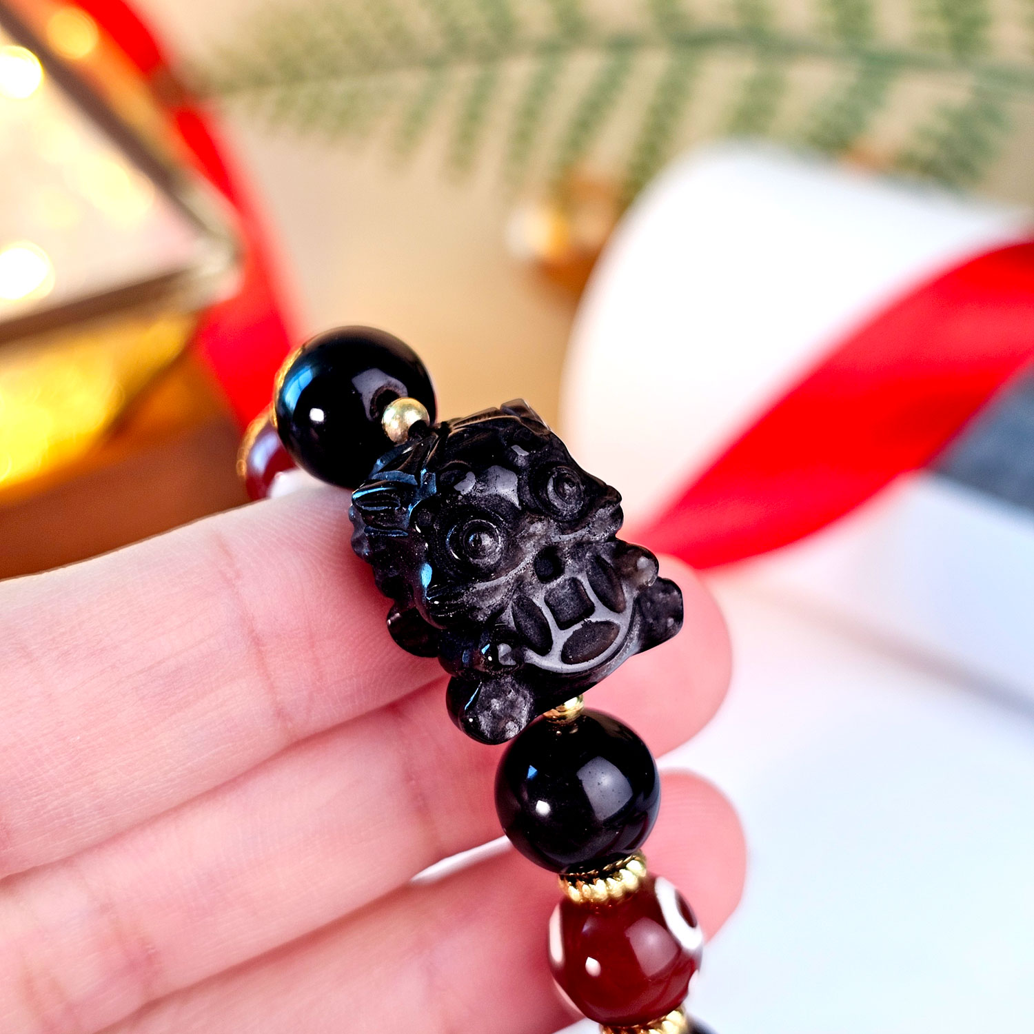 26 Feb - Silver Obsidian Phone Hanger