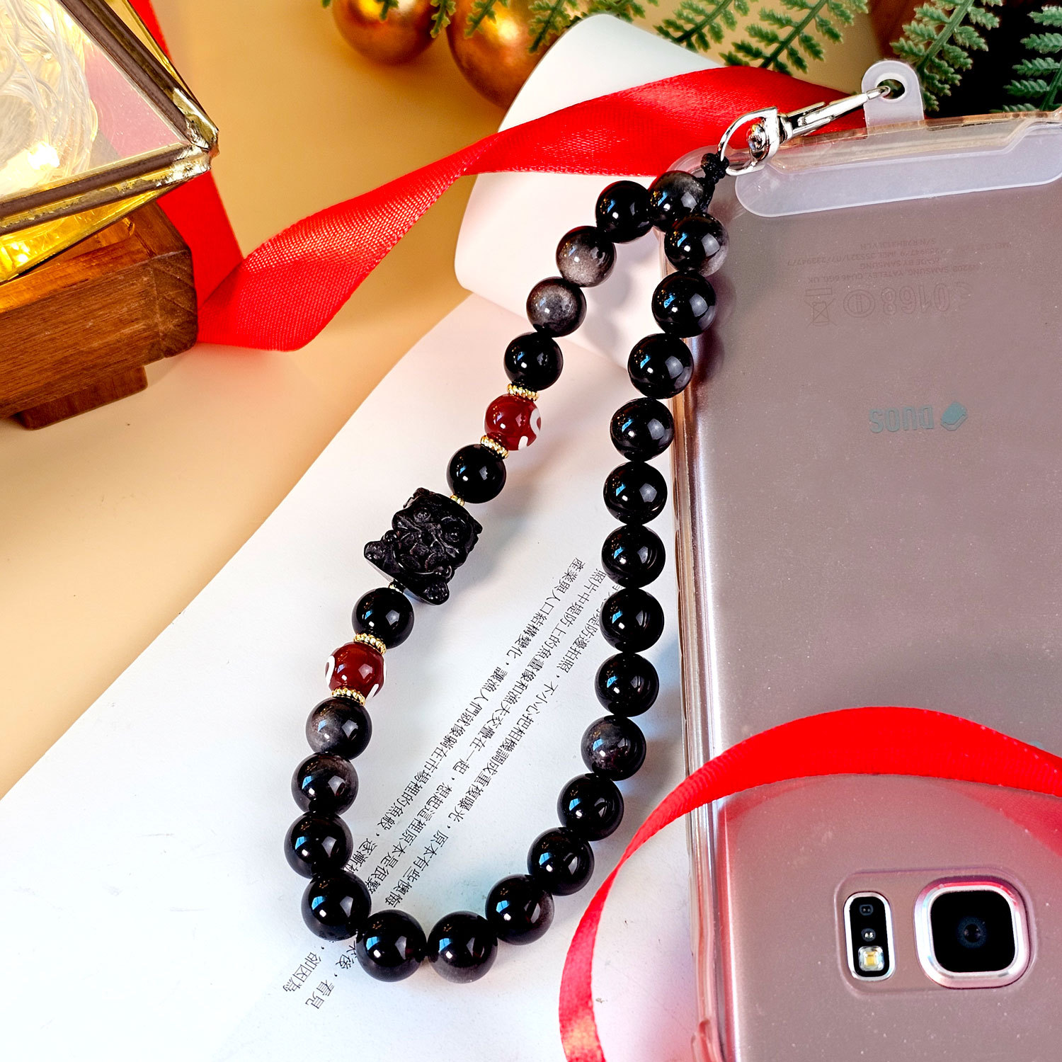 26 Feb - Silver Obsidian Phone Hanger