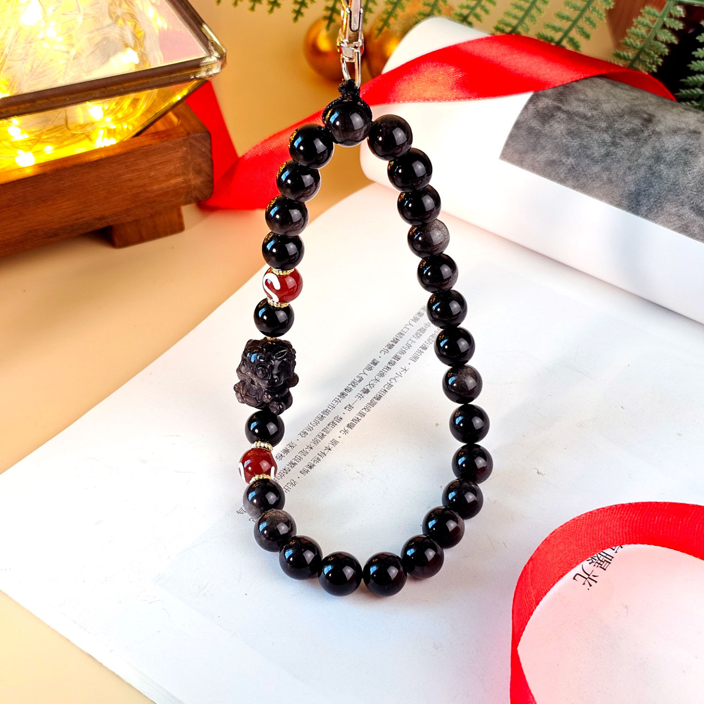 26 Feb - Silver Obsidian Phone Hanger