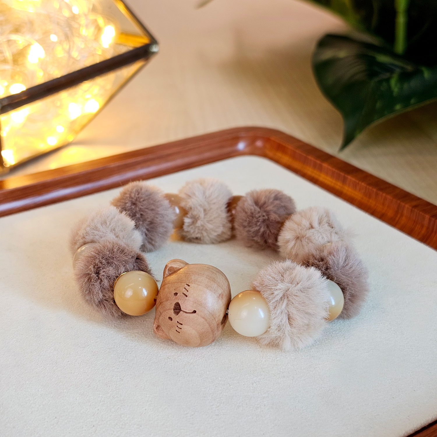6 Mar - Bodhi Sandalwood Charcoal Bear Plush Design Bracelet