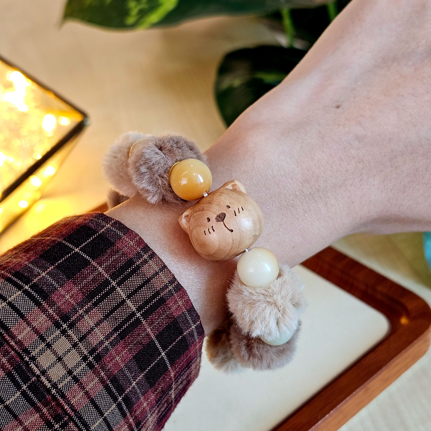 6 Mar - Bodhi Sandalwood Charcoal Bear Plush Design Bracelet