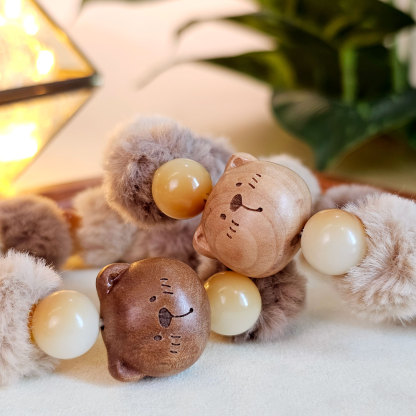 6 Mar - Bodhi Sandalwood Charcoal Bear Plush Design Bracelet