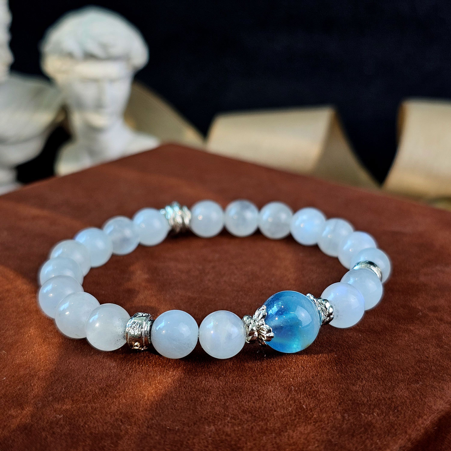 12 Mar - Moonstone with Aquamarine Bracelet