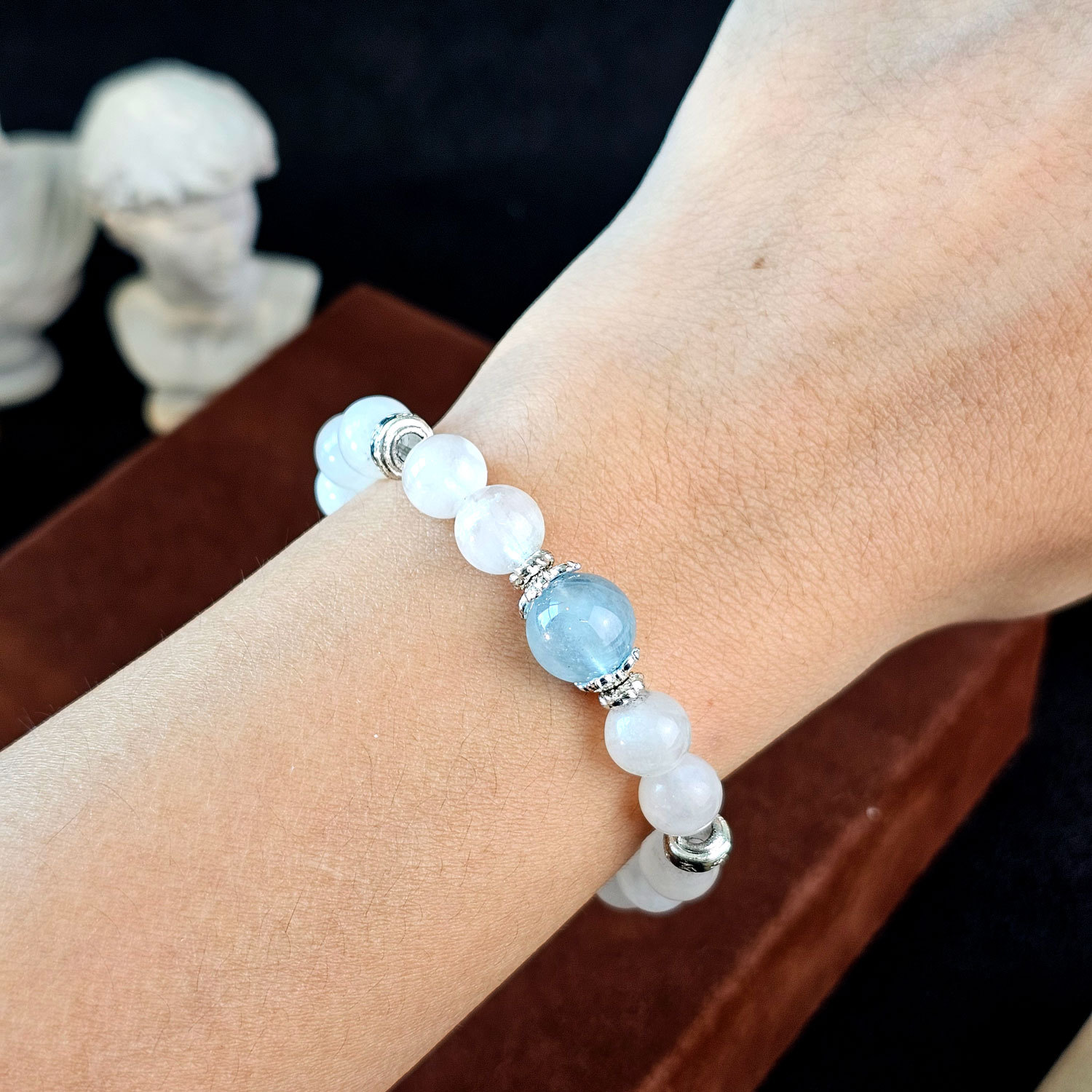 12 Mar - Moonstone with Aquamarine Bracelet
