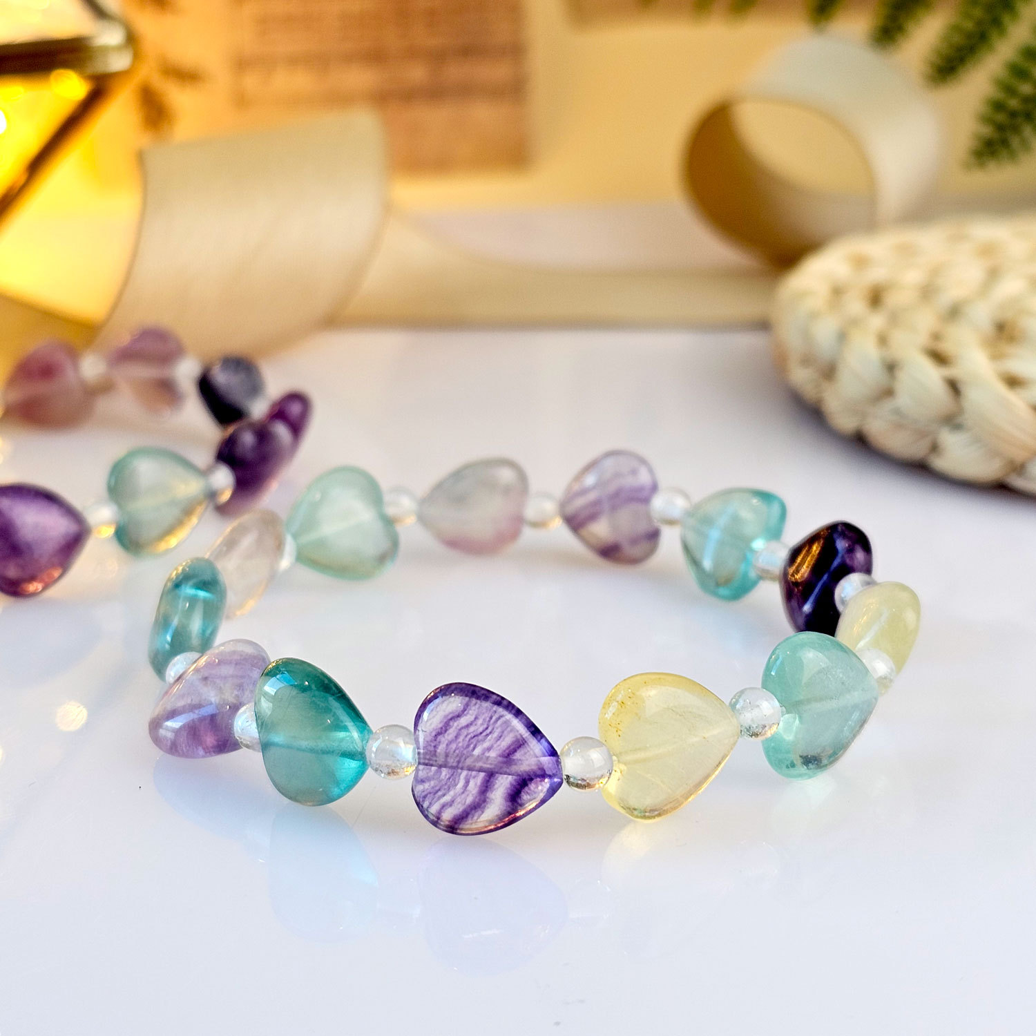 24 Mar - Fluorite Love Shape Bracelet