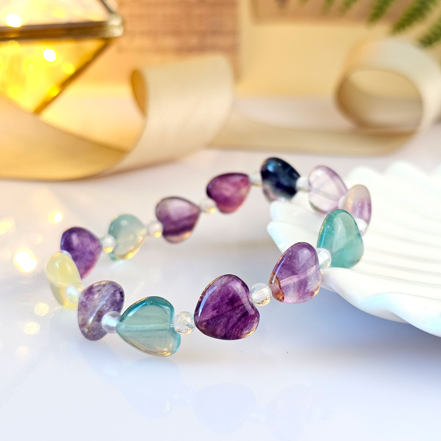 24 Mar - Fluorite Love Shape Bracelet