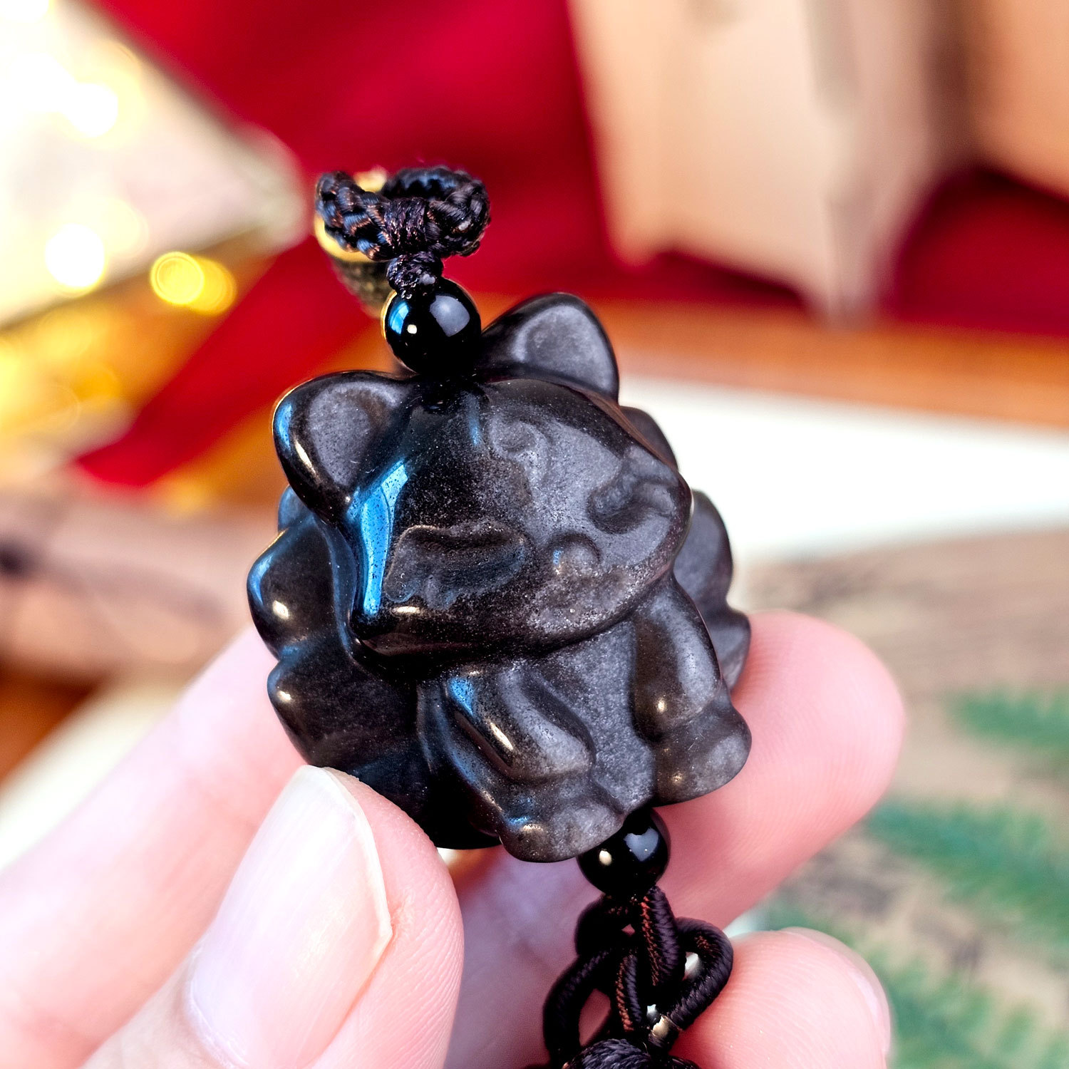 24 Mar - SIlver Obsidian Nine Tail Charm