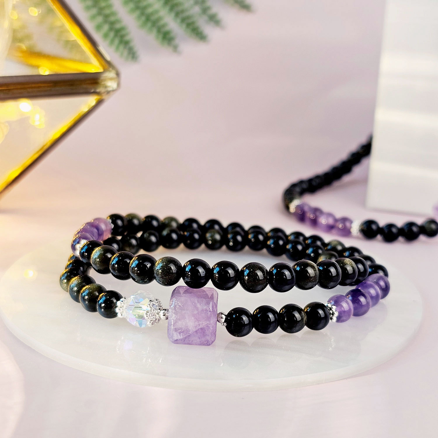 31 Mar - Amethyst with Gold Sheen Bracelet